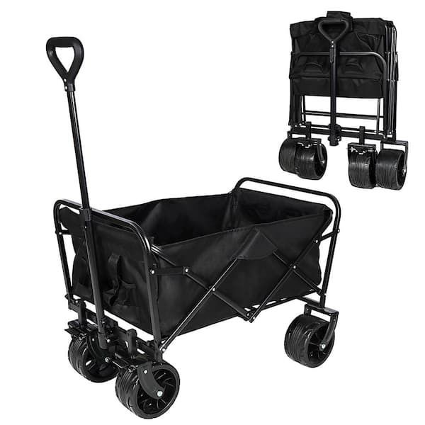 Folding beach wagon with all-terrain wheels